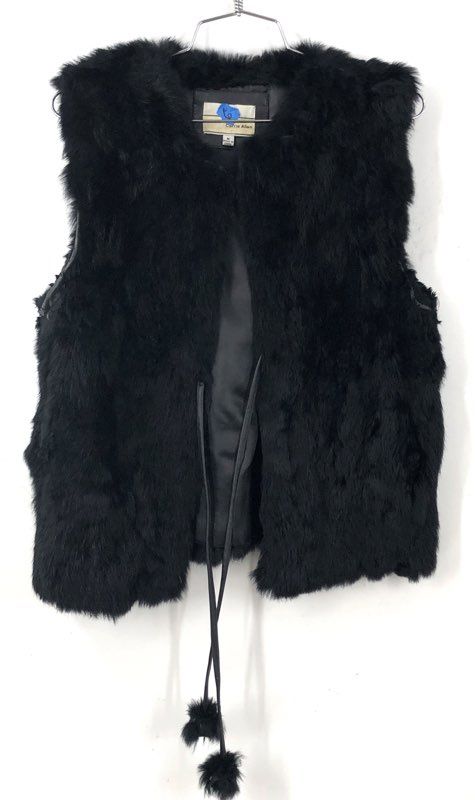 Carrie Allen Women's Black Fur Vest - Size M