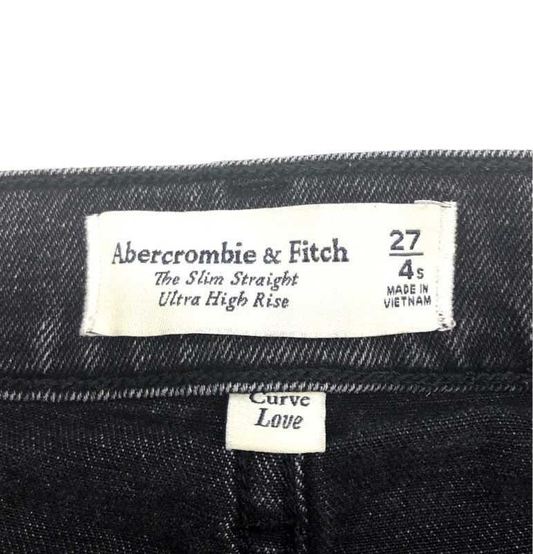 Abercrombie & Fitch Women's Black Curve Love High Rise Slim Straight Jeans 27 4s