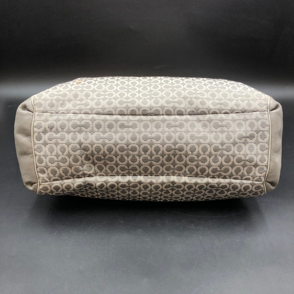 Coach Grey Madison Op Art Needlepoint Burrow Shoulder Bag Silver Hardware COA