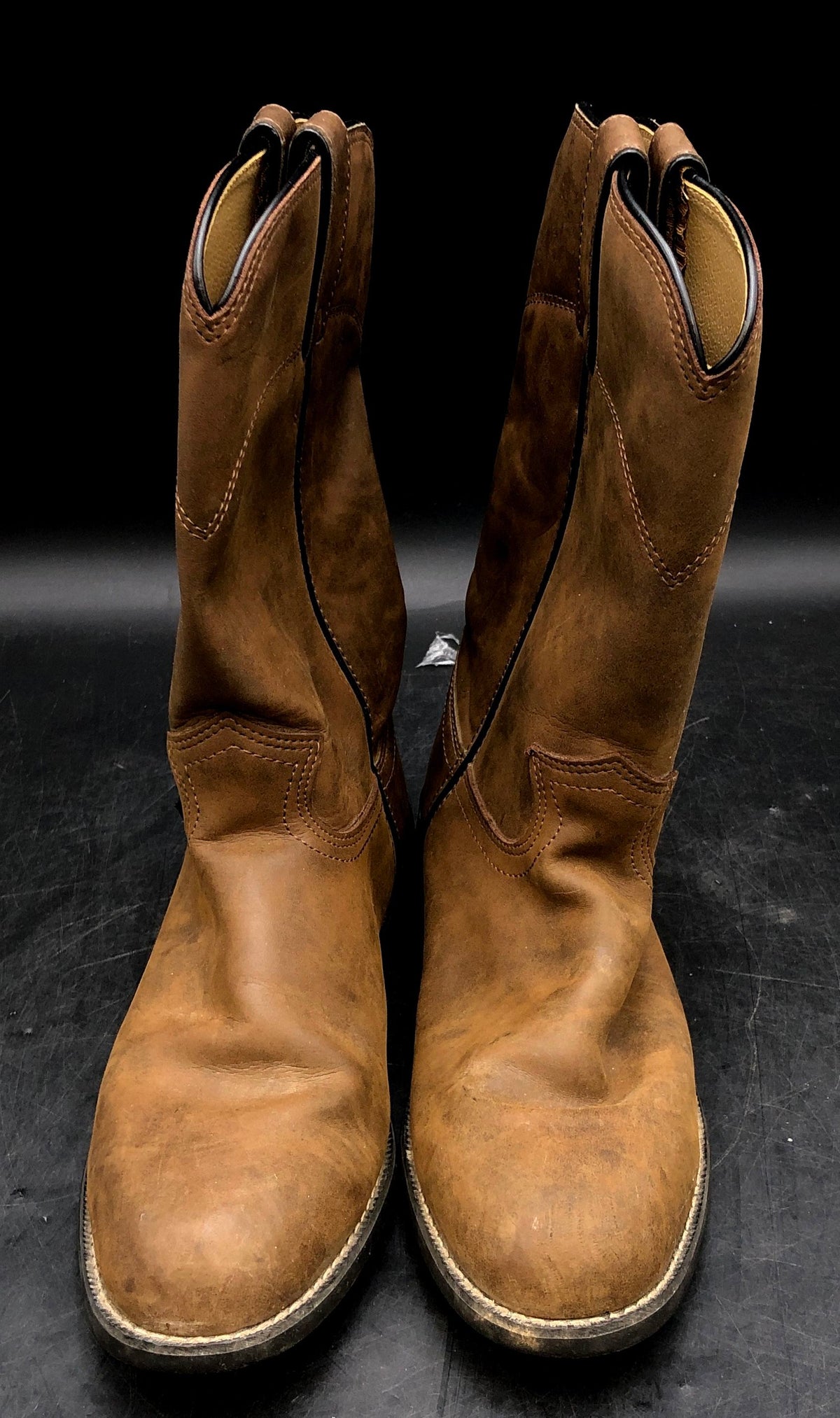 Justin Basics JBL3001 Brown Leather Roper Western Boots Men's Size 9 C