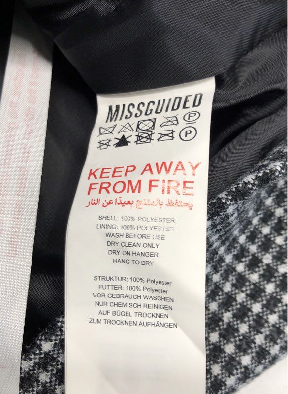 Missguided Women's Oversized Boyfriend Blazer Black Check Double Breasted 0 NWT