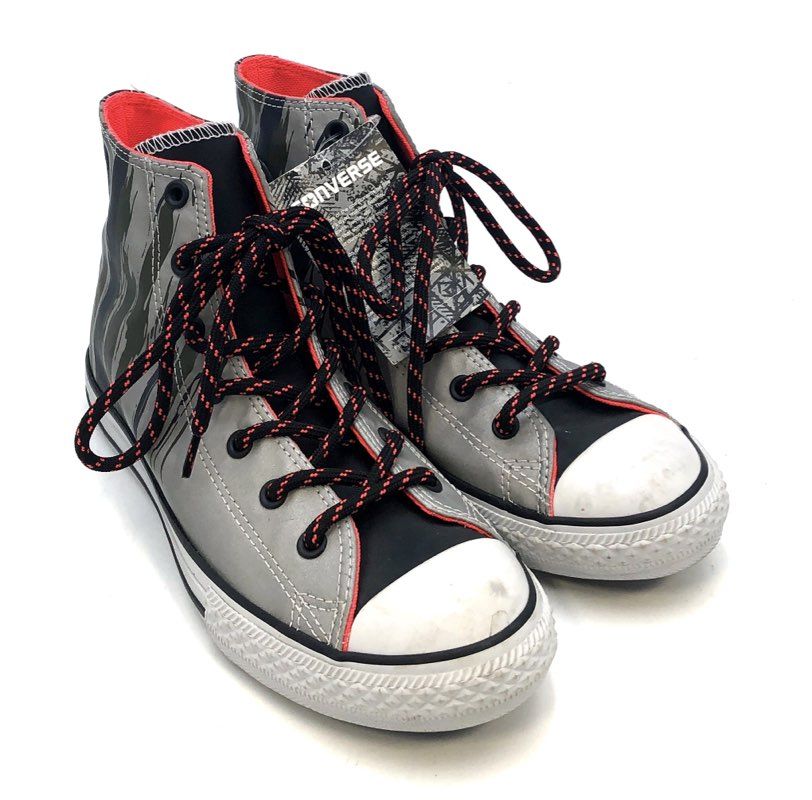 Converse Chuck Taylor All Star Hi Grey Black Spray Graphic Junior Size 4.5 NWT