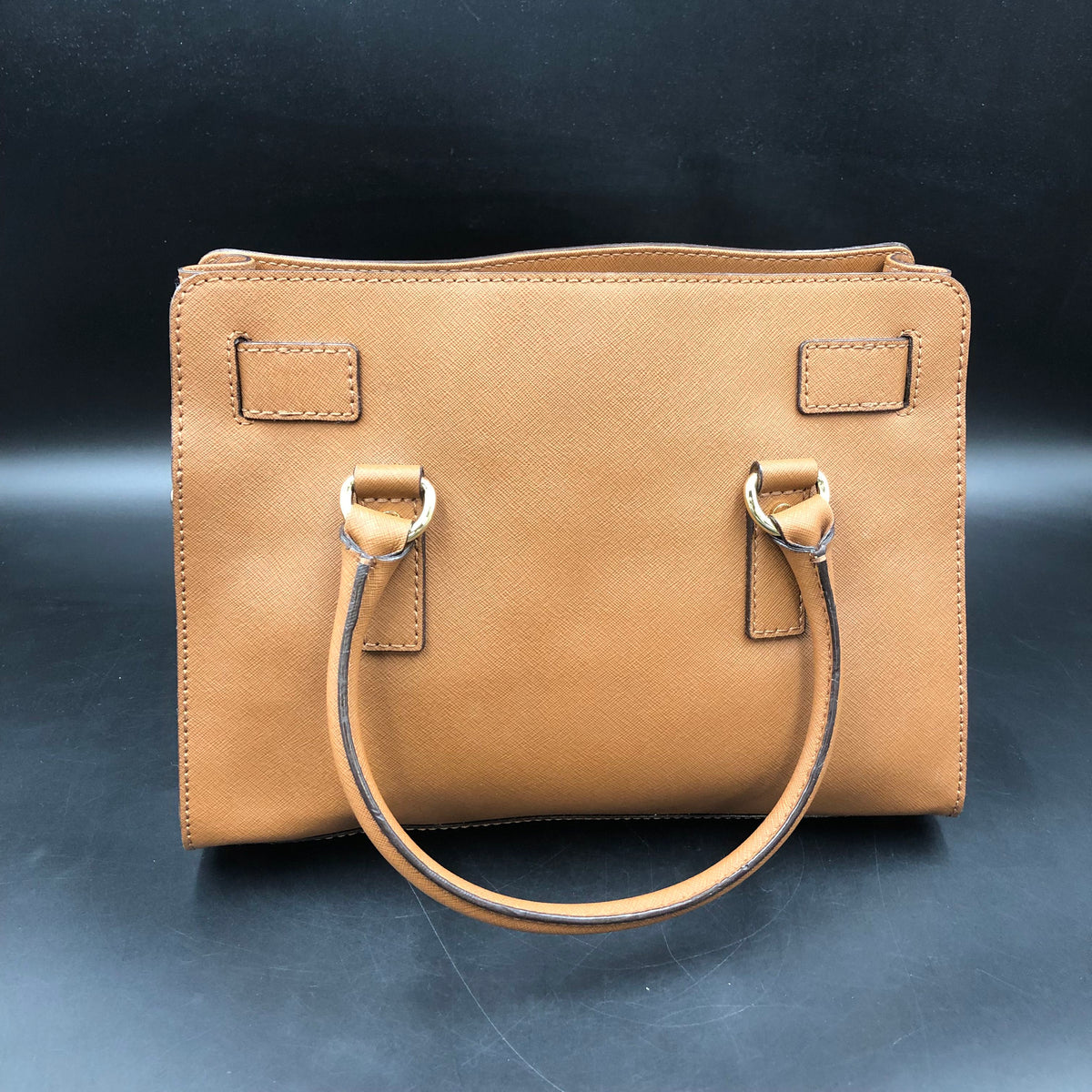Michael Kors Pecan Brown Leather Jet Set Satchel Bag Gold Hardware COA