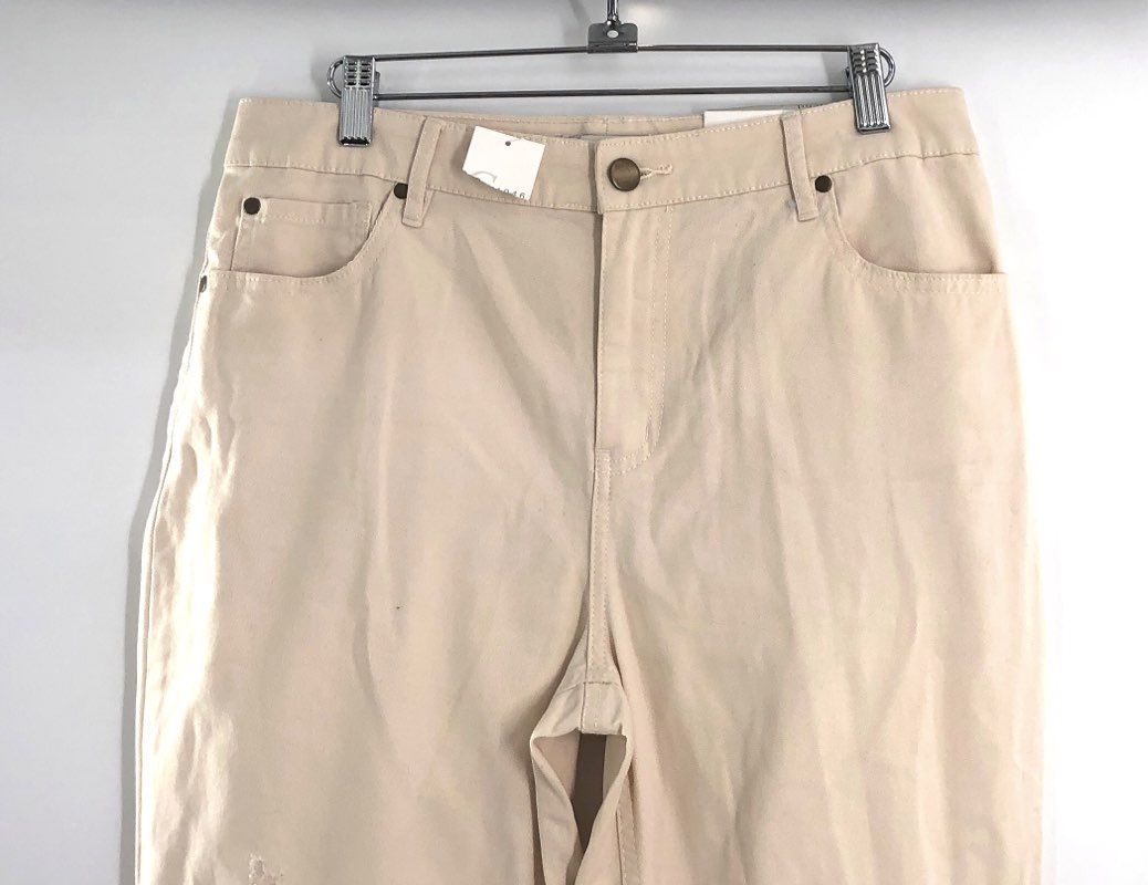 Cato Women's Tan Distressed Ripped Boyfriend Jeans Size 8 NWT