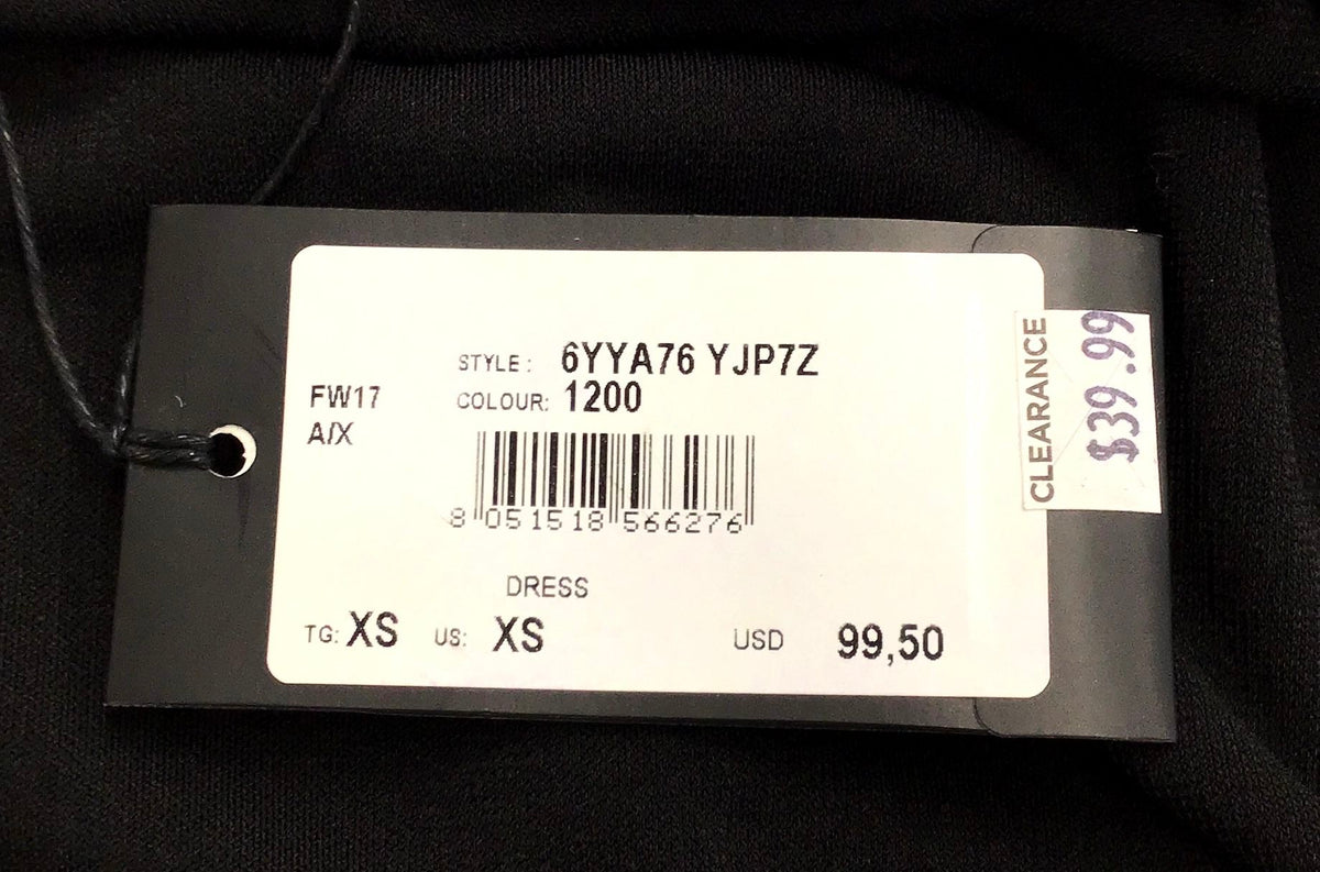 NWT Armani Exchange Women's Black Sheath Dress - Size XS