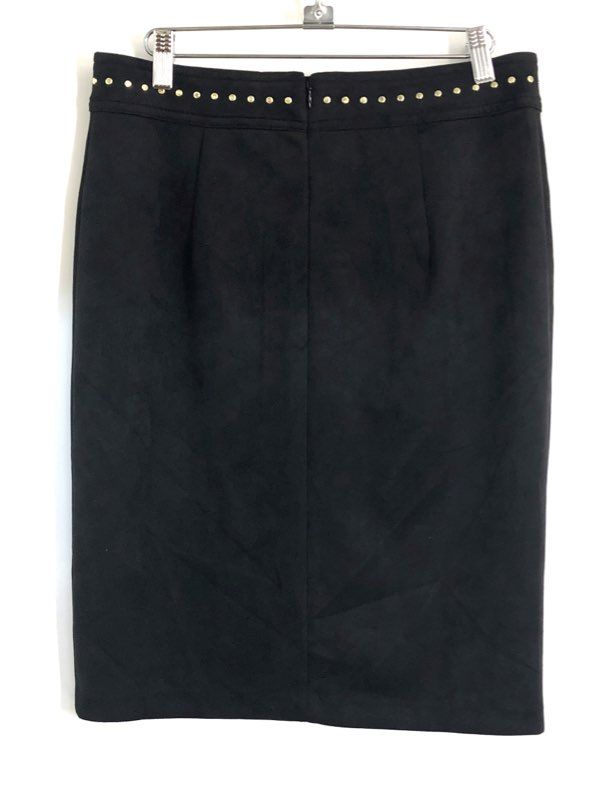 White House Black Market Women's Black Studded Faux Suede Pencil Skirt Size 6