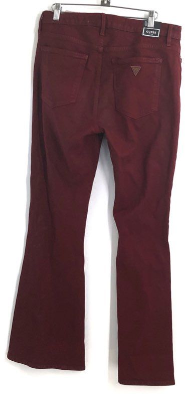 Guess Women's Sexy Flare Jeans Tahiti Red Coated Finish Stretch NWT Sz 31x30