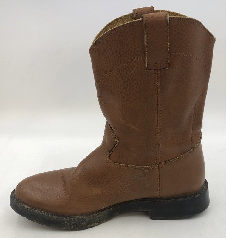 Justin 4760 Tan Brown Leather Wellington Pull On Work Boots Men's Size 8.5D