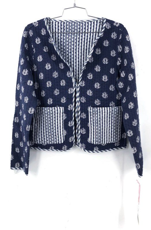 Vineyard Vines Women's Reversible Quilted Jacket Navy Blue Fleur-de-Lis NWT Sz S