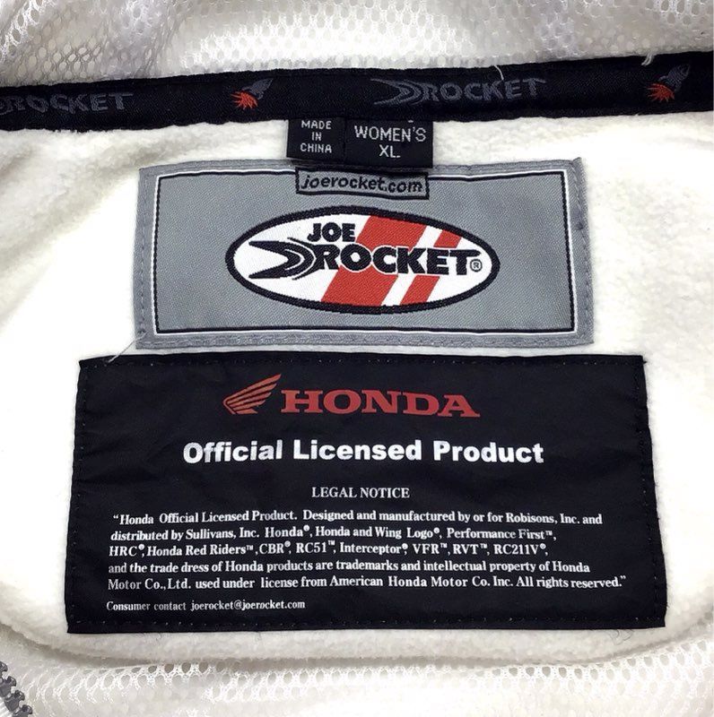 Joe Rocket Honda Gold Wing Women's Fleece Full Zip Hoodie Jacket Cream Sz XL