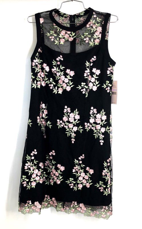 Nanette Lepore Women's Countryside Dreams Embroidered Mesh Dress Black NWT 6