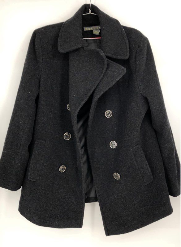 Kenneth Cole Reaction Women&#39;s Black Collared Pea Coat - Size XL