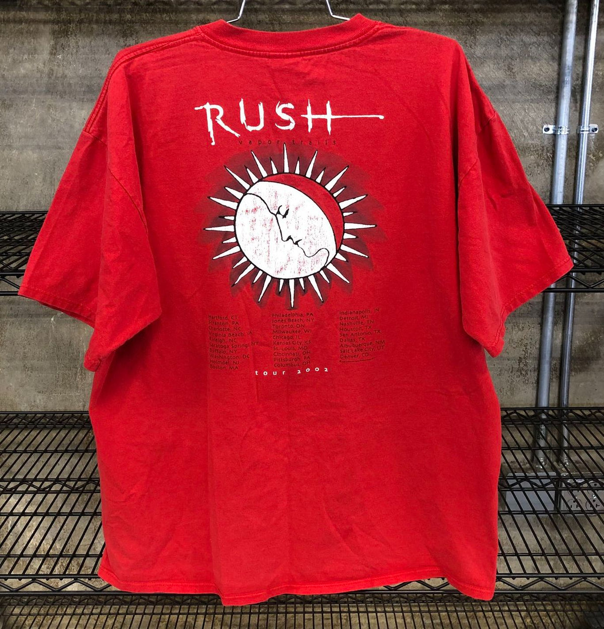 Vintage 2002 Rush Vapor Trails Tour Front/Back Print Red Band T-Shirt