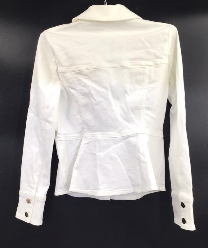 White House Black Market Women's White Denim Peplum Jacket Sz XXS NWT