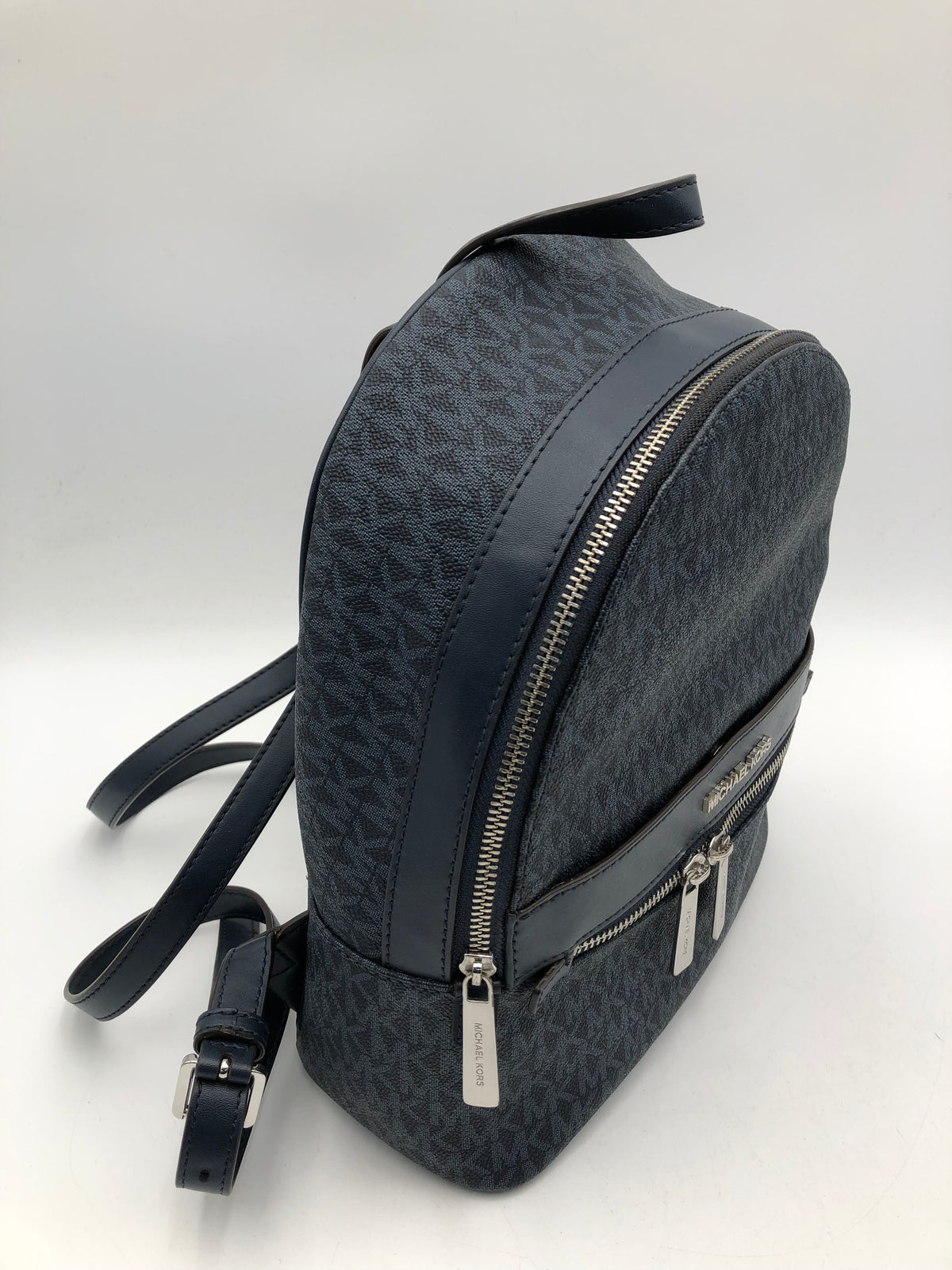 Michael Kors Navy Blue Leather Signature Print Back Pack (+COA)