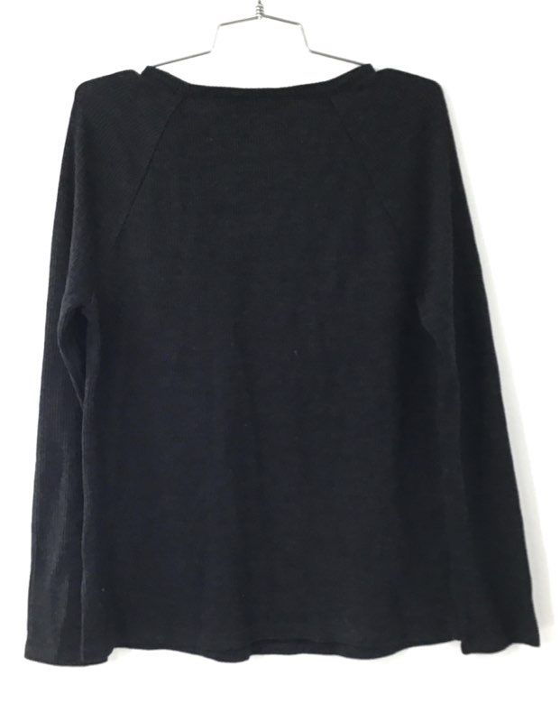 Theory Women's Ranzini V Rib Knit Sweater Charcoal NWT Sz L
