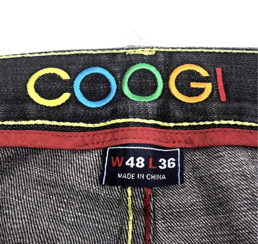 Vintage Coogi Men's Black Embroidered Streetwear Graphic Baggy Jeans Sz 48x36