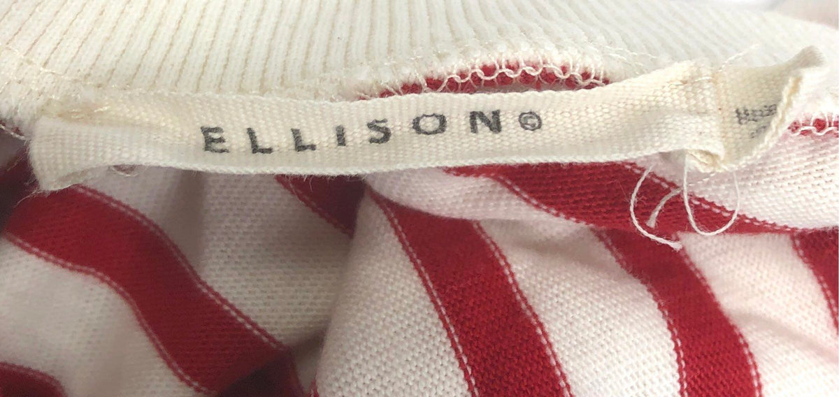 Ellison Women's Red White Striped Short Sleeve Cotton Avara T-Shirt Size M