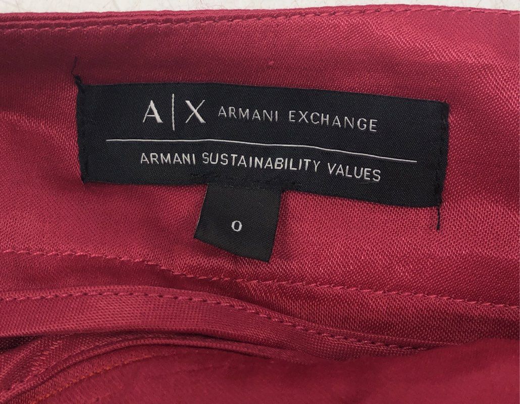 Armani Exchange Women's Red Satin Wide Leg Trousers Pants Size 0