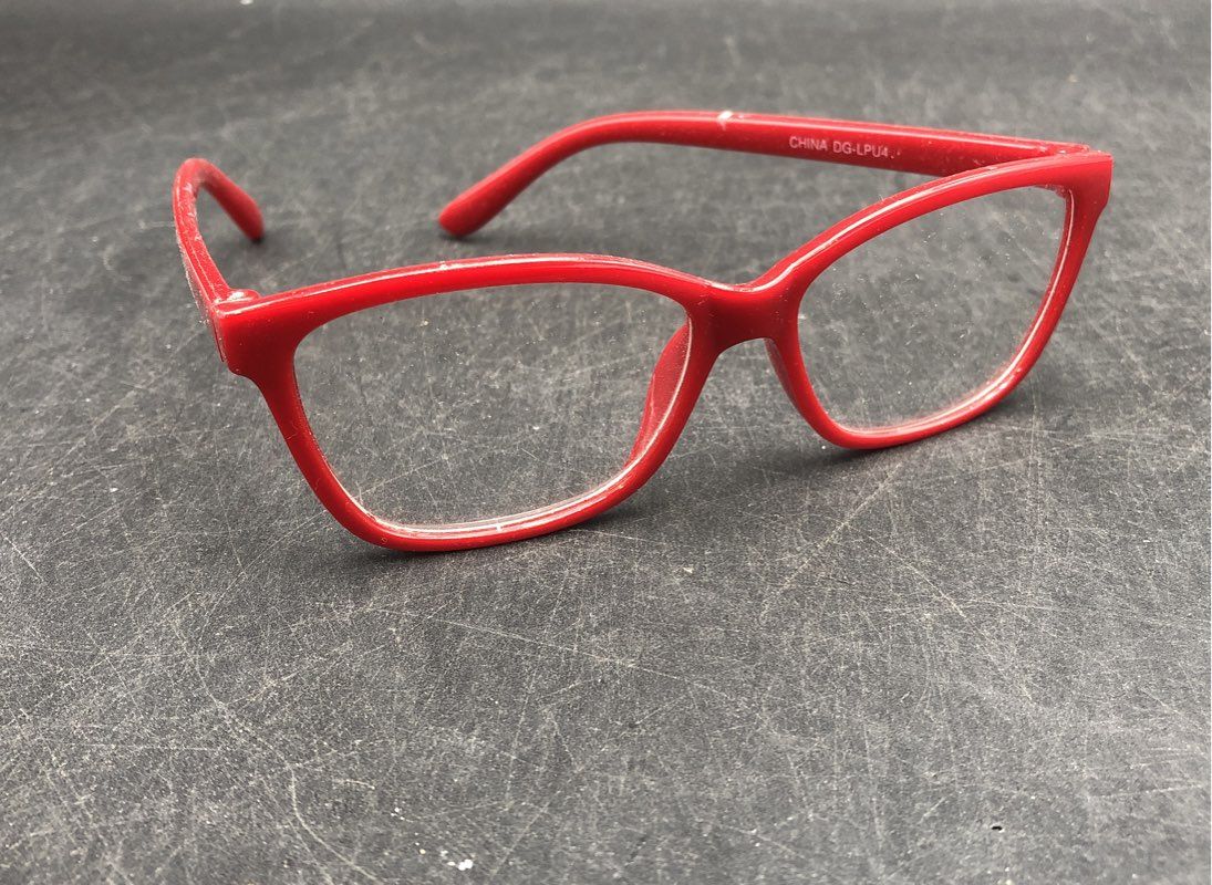 Red Plastic Rectangular Reading Glasses +1.25 Strength 53-20-147