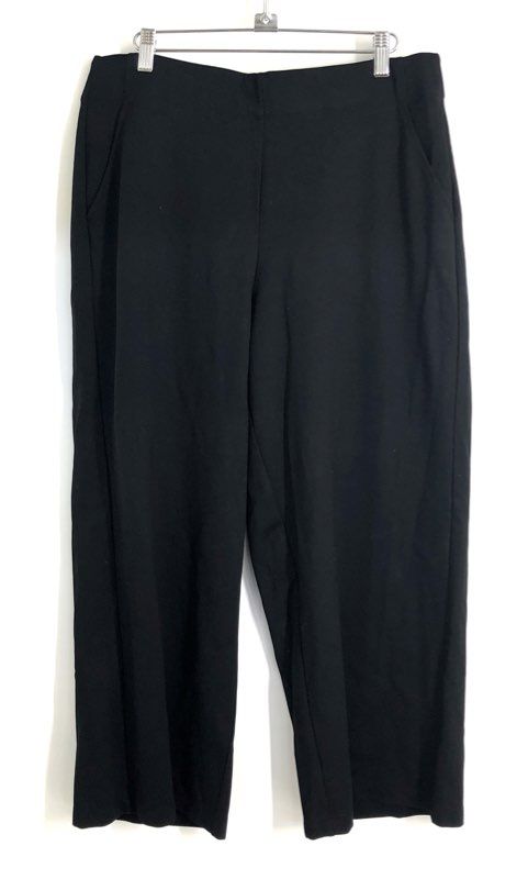 Max Studio London Women's Black Wide Leg Cropped Pants Sz L NWT