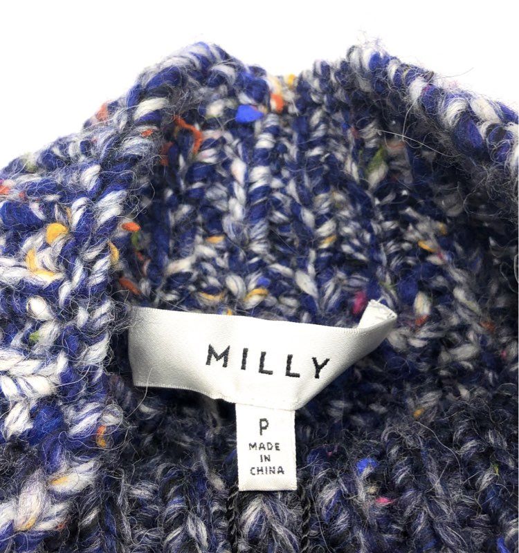 Milly Women's NWT Ombre Tunic Sweater Vest Cobalt Blue Mock Neck Chunky Knit P