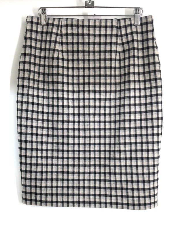 J. Jill Women's Gray Black Plaid Ponte Pencil Skirt Checkered Sz XS NWT