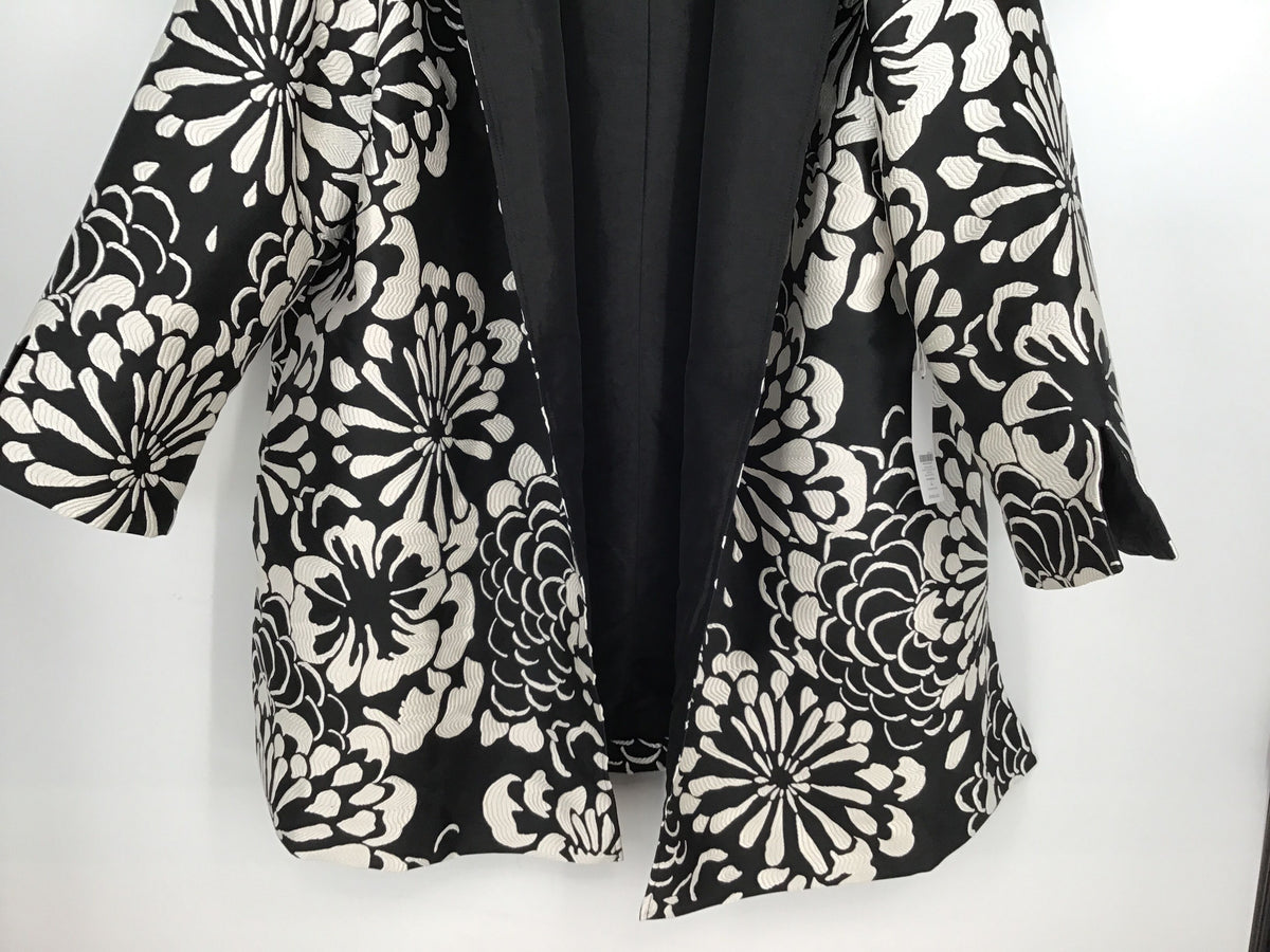 Chico&#39;s Women&#39;s White Black Floral Jacket - Size 2XL