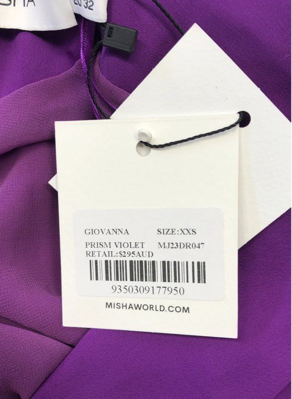 MISHA Women's Giovanna Mini Dress Prism Violet Purple Wrap Ruffle NWT Sz XXS