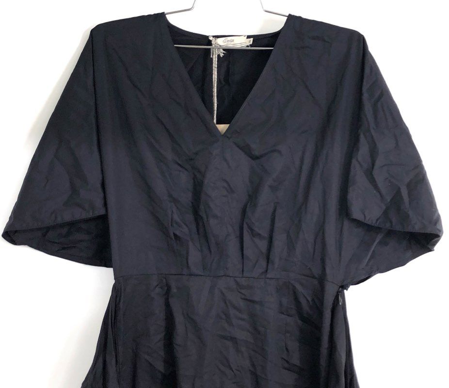 Devotion Twins Women's Hiliadou Mini Dress Black V-Neck Side Tie Sz XS NWT