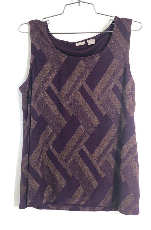 Chico's Women's Travelers Lurex Jacquard Tank Top Mystique Purple Sz 1 NWT