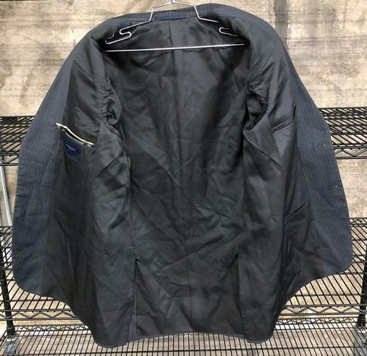 Burberry London Men's Navy Blue/Grey Pinstriped Suit Jacket - Size 36 (+COA)