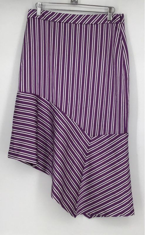 NWT Banana Republic Women&#39;s Purple White Striped Side Zip Flare Skirt - Size 2