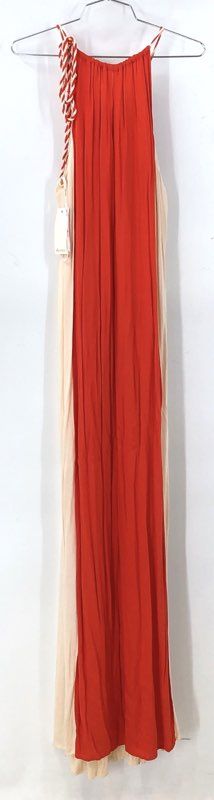 Ella Moss Women's NWT Colorblock Braided Strap Maxi Dress Red Cream Size M