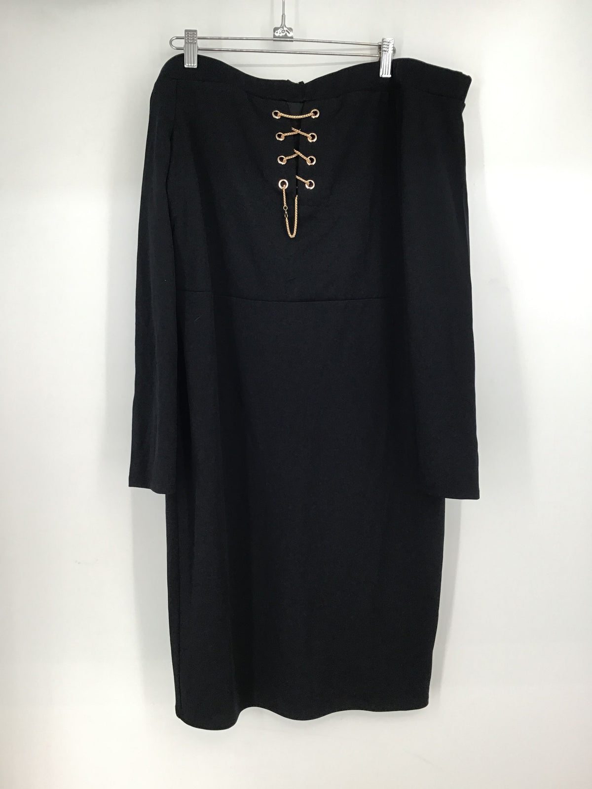 NWT Thalia Sodi Women&#39;s Black Long Sleeve Back Zip Sheath Dress - Size Large