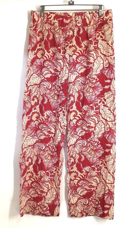 Lilly Pulitzer Women's Red Floral Wide Leg Viscose Blend Lounge Pants Sz S