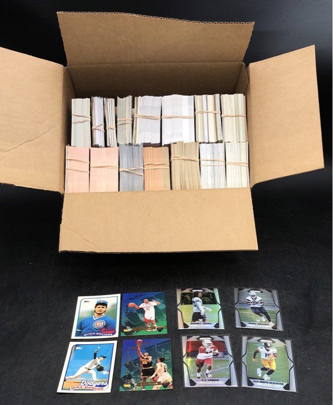 11.8 Lbs. Lot Of Mixed Sports Basketball Football Cards. Medium Box, Unsorted