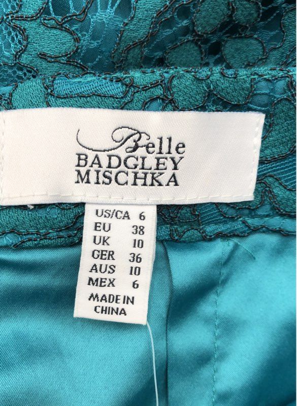 Belle Badgley Mischka Women's Green Floral Lace Maxi Skirt - Size 6