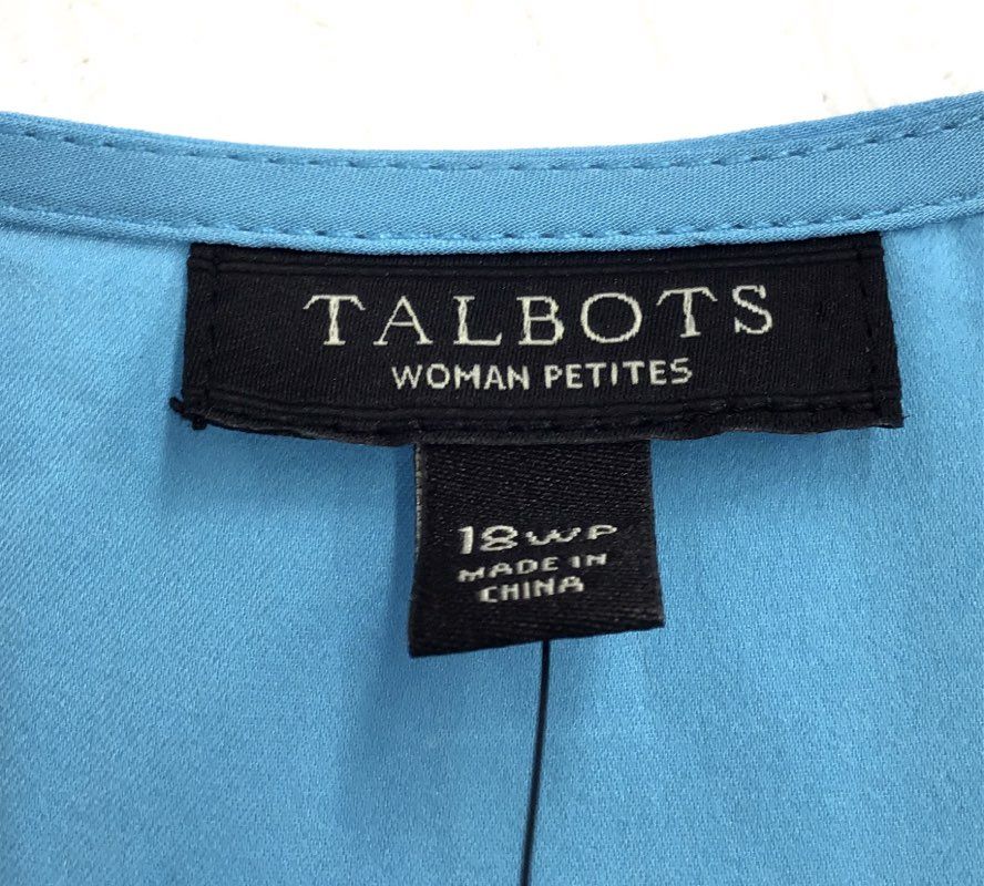 NWT Talbots Women's Blue Silk Blouse - Size 18WP