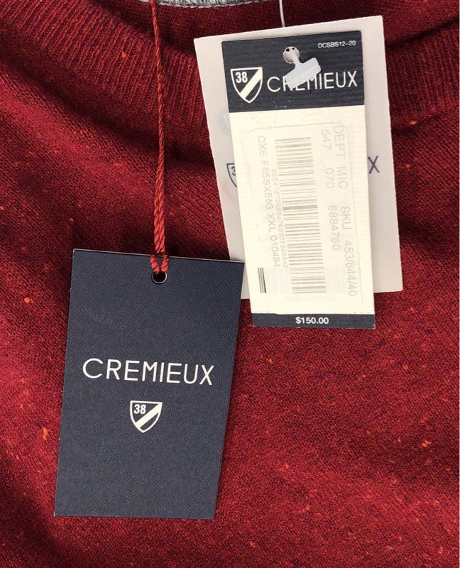 NWT Cremieux Men&#39;s Red Henley Neck Knitted Pullover Sweater - Size 2XL