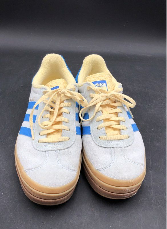 Adidas Women's Gazelle Bold White Blue Athletic Shoes - Size 8