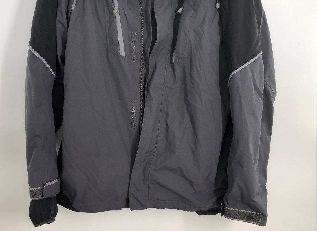 The North Face Men's Gray Black Technical Full Zip Hooded Shell Jacket Sz L