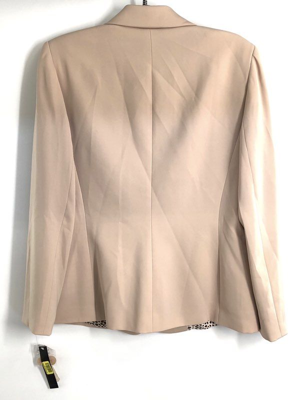 Alex Marie Women's Cream Blazer Notch Lapel Two-Button Leopard Lining NWT Sz 12