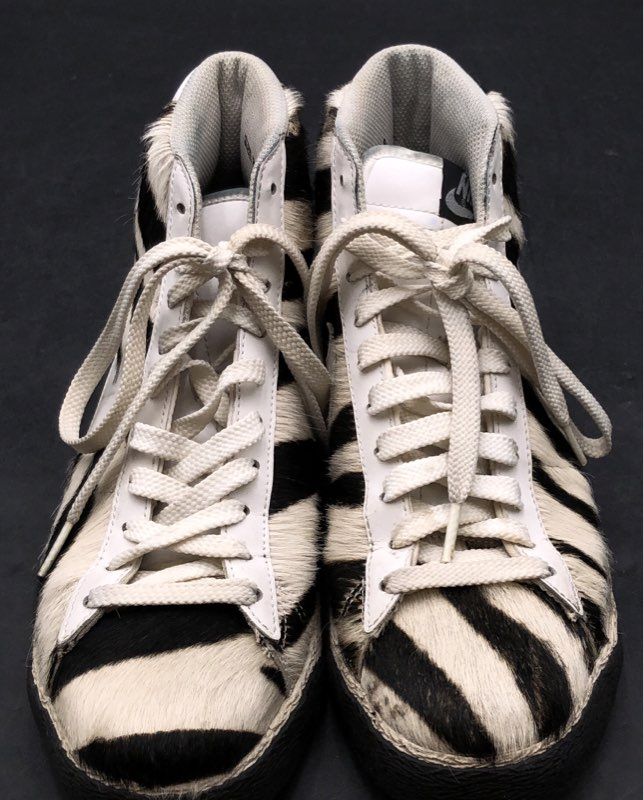 Nike Blazer Mid Pony Hair Zebra Black White Sneakers Women's Size 8
