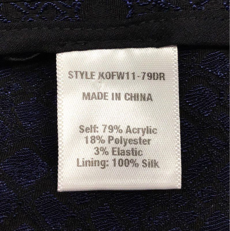 Kimberly Ovitz Women's Navy Textured Jacquard Open Back Dress Silk Lined Sz 8