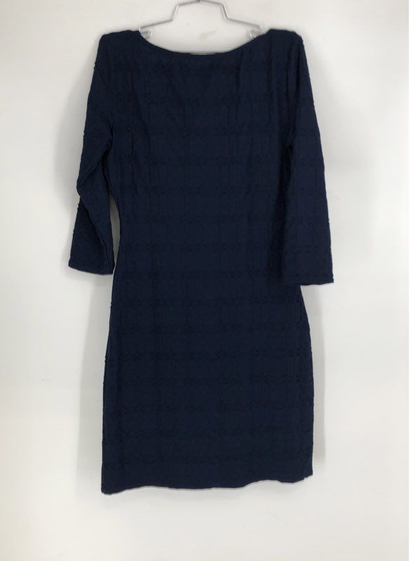 Max Studio NWT Women's Navy Blue Textured Ruched Sheath Dress 3/4 Slee