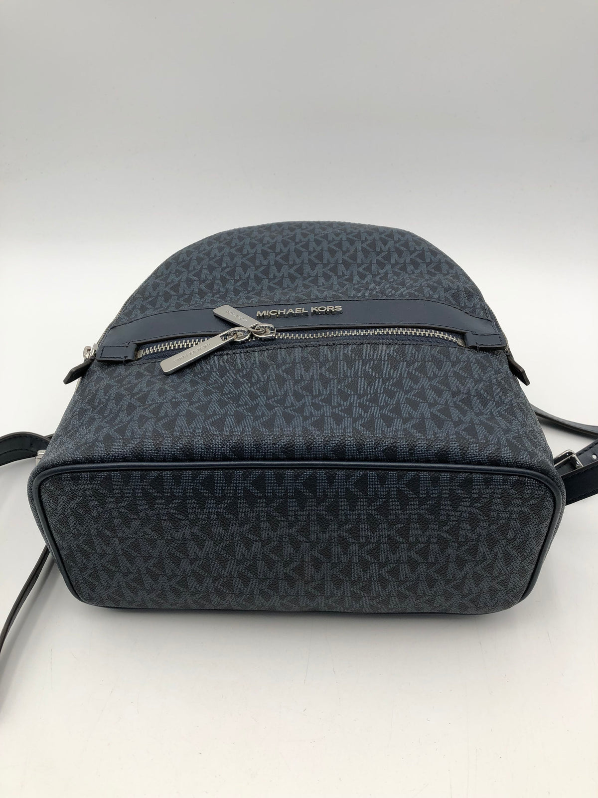 Michael Kors Navy Blue Leather Signature Print Back Pack (+COA)