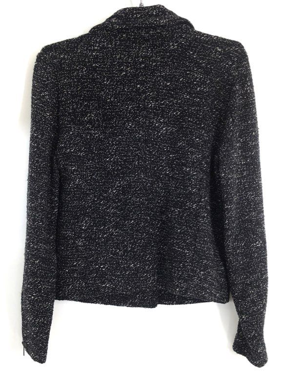 J.Crew Women's Black White Speckled Tweed Wool Blend Moto Jacket Sz 6 NWT