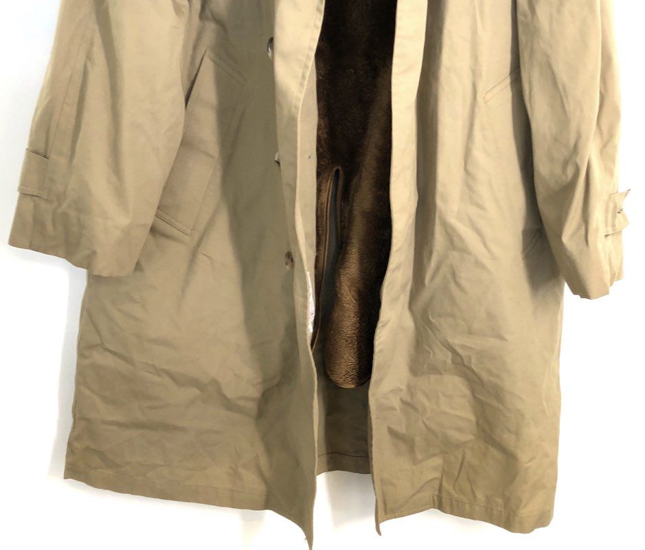 Vintage 80s London Fog Men's Tan Maincoat Trench Coat Faux Fur Liner Sz 40 Reg