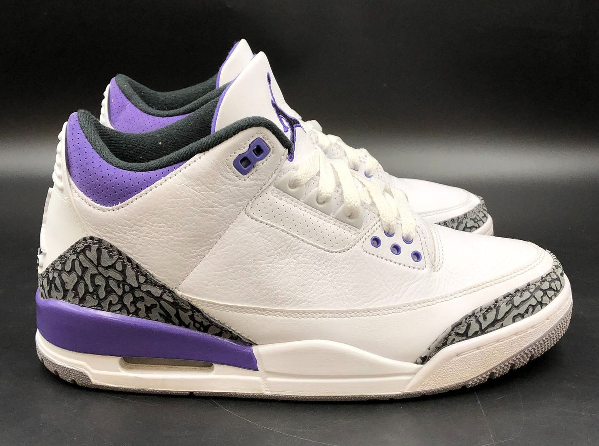 Nike Air Jordan 3 Retro Men's 'Dark Iris' Purple/White Sneakers - Size 9 (+COA)